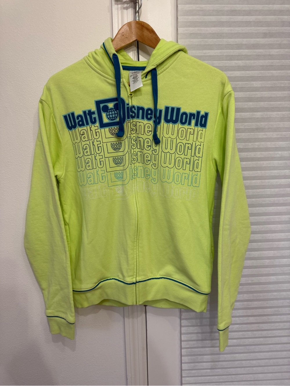 Disney Neon Lime and Teal Hooded Zip Sweatshirt